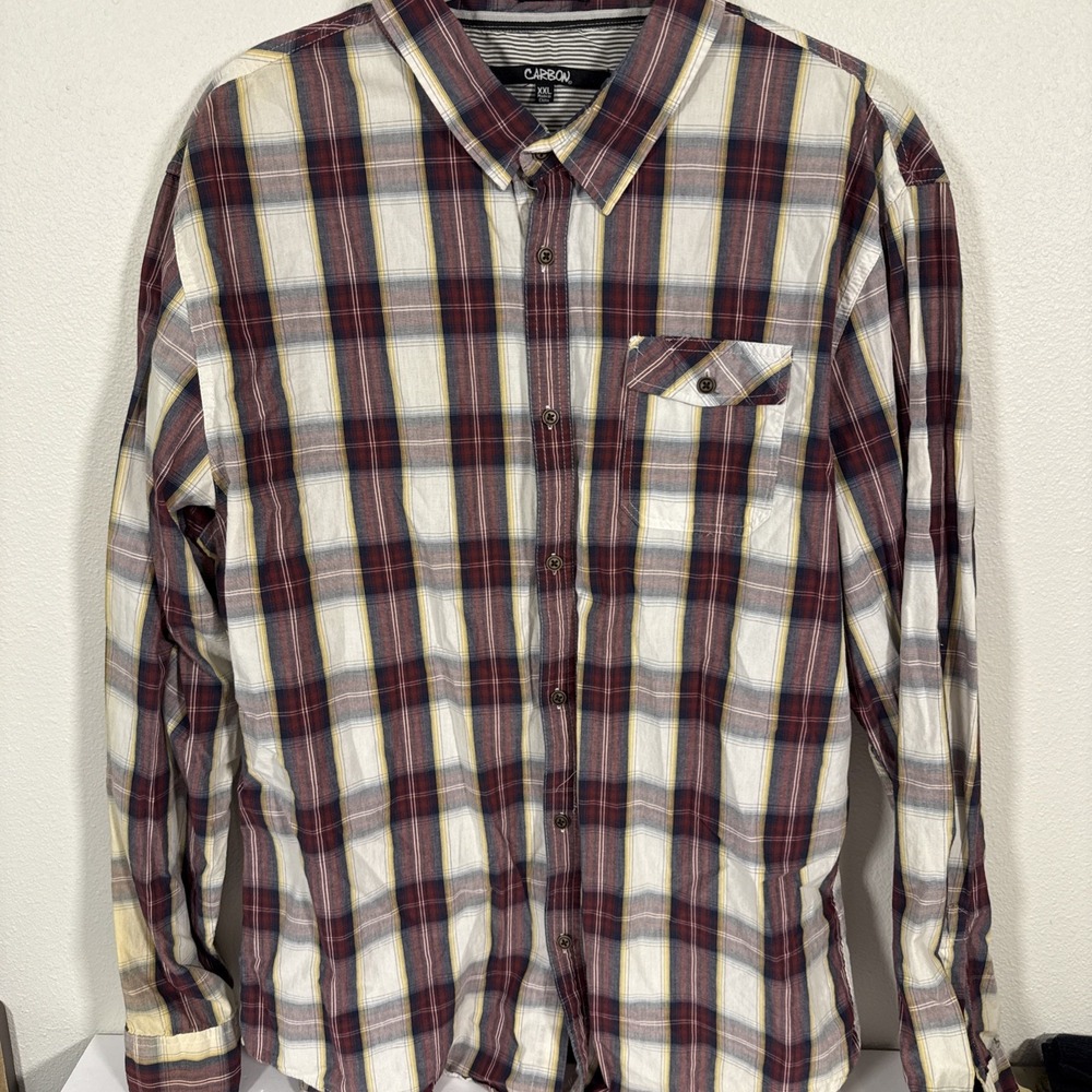 Carbon 2 Cobalt Cotton‎ Long Sleeve Button Up Multicolor Shirt Men's Xxl Z1
